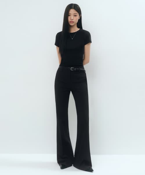 [Cooltandard] Women's Low Rise Flare Slacks [Black]