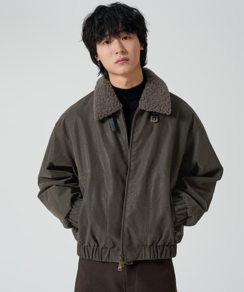 Faux Fur Collar Mustang Jacket - Khaki