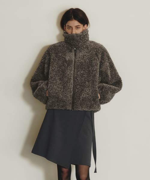 Lezero Shearing Faux Fur Jacket / Charcoal