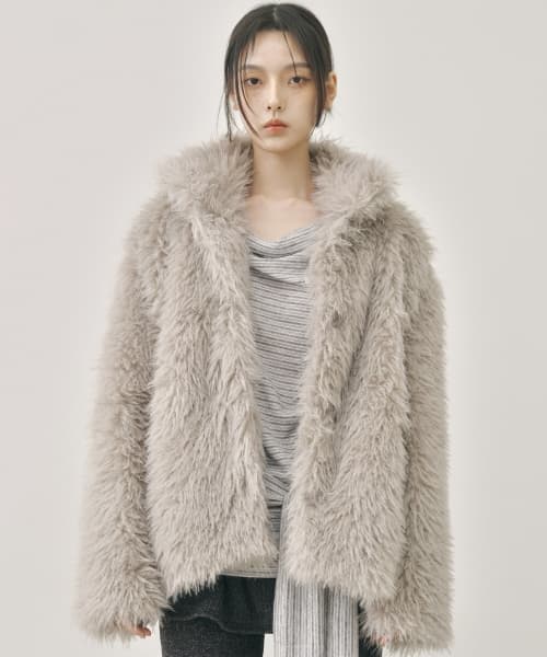 SOFT SHAGGY FUR JACKET_GRAY