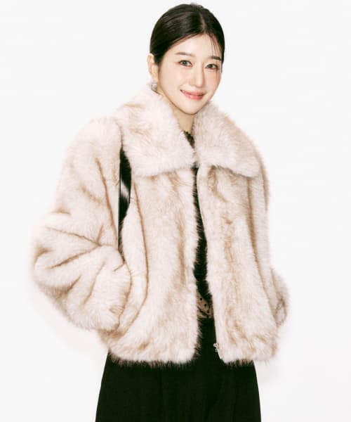 FLUFFY MIX FUR JACKET_BEIGE