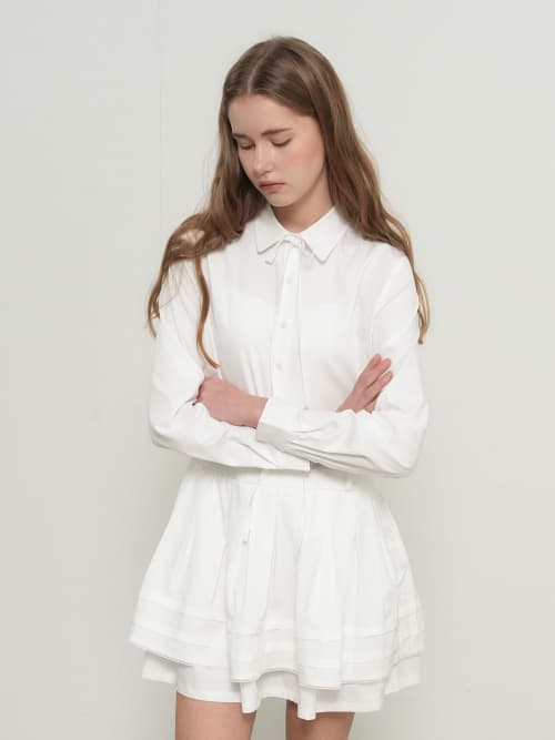 Pleated Shirt Dress [WHITE] / GF1LOP504
