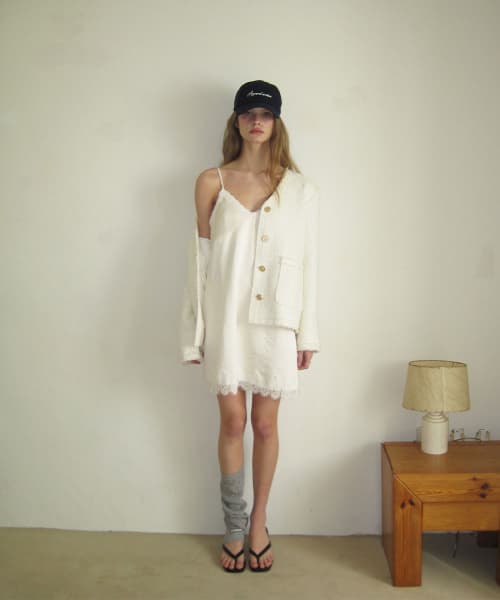 Aloha lace satin mini dress - Cream