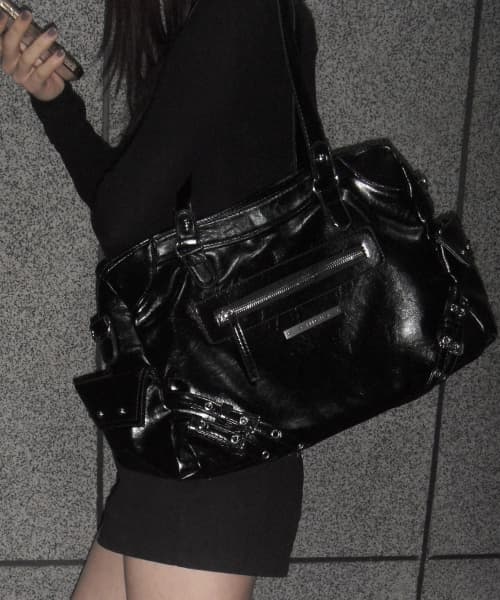 Side Buckle Strap Shoulder Bag Black
