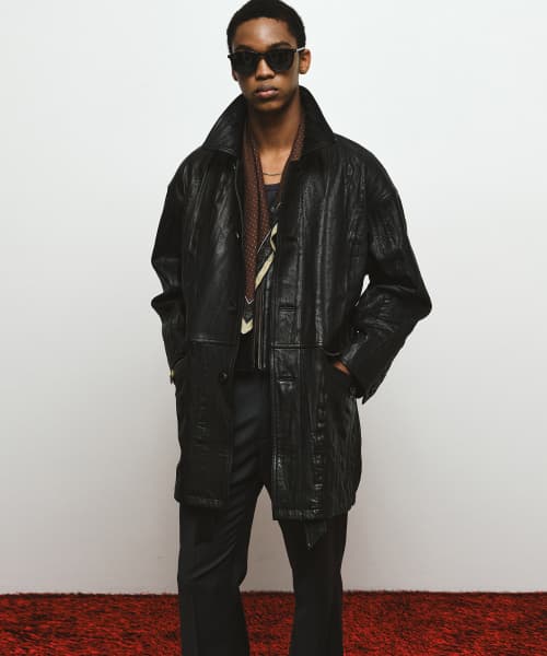 Crinkle Leather Cacoat (Black)