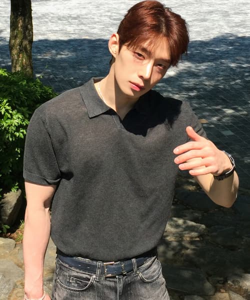[ON] Washable Cotton Blend Collar Short Sleeve Knit - 3 colors