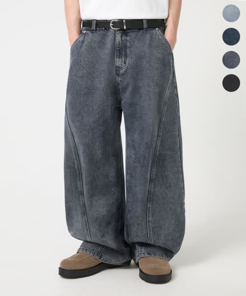 Biostone Washing Wide Denim Pants_CREAM