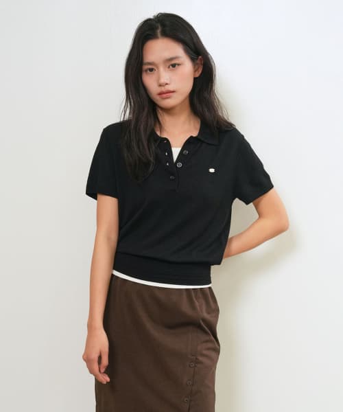 Airy Essential Collar Half Knit [BLACK] / WBE2L05513