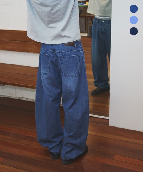 [NERDKING x ALYSS] Summer Slick Curved Linen-Like Denim Pants_3COLOR