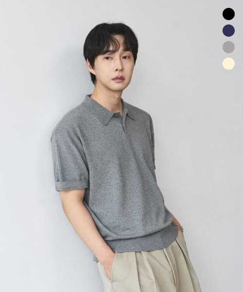 [Oh Jeong-kyu x Alice] Cool Cotton Plain Crop Collar Half Knit_4COLOR