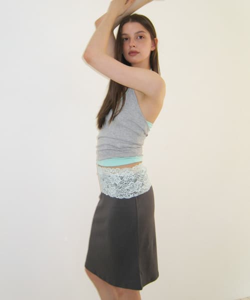 LACE WAIST SKIRT (CHARCOAL)