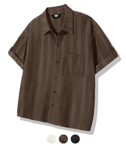 Natural Resort Roll-Up Half Shirts_3color