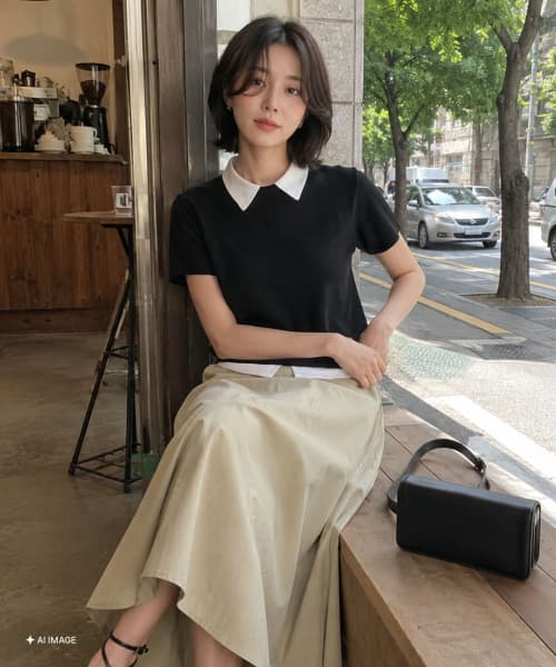 Layered Essential Half Pullover [BLACK] / WBE2L05533