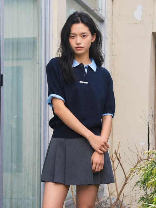Shirt Collar Pique Half Knit [NAVY] / GF2LKP531