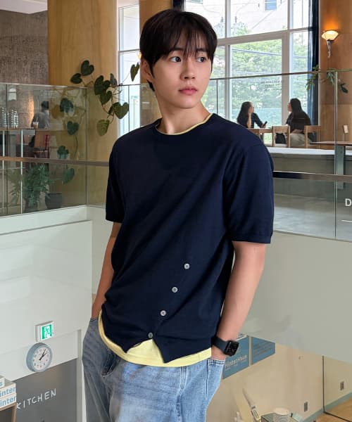 Half Slit Button Round Knit: 5 Colors