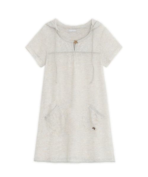 Hooded Layered Knit Dress (Ivory)