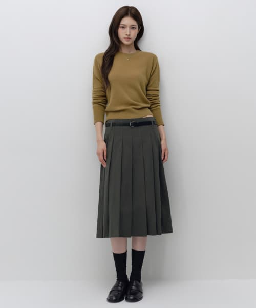 Women's CN Pleated Midi Skirt [Gray]