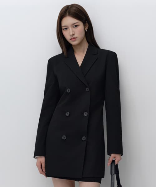 Women's Double-Breasted Blazer Dress [Black]