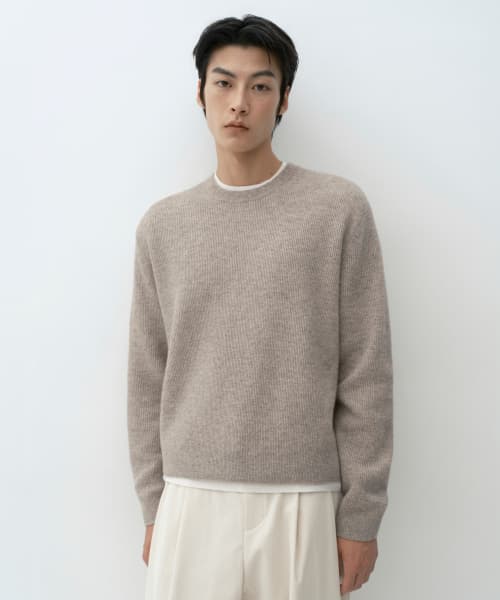[Victoria Wool] Minimal Ribbed Crop Knit [Oatmeal]
