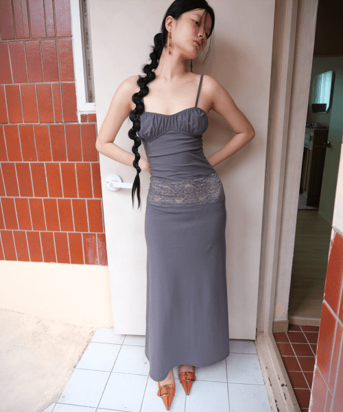 Lace Meadow Dress *Slate Gray
