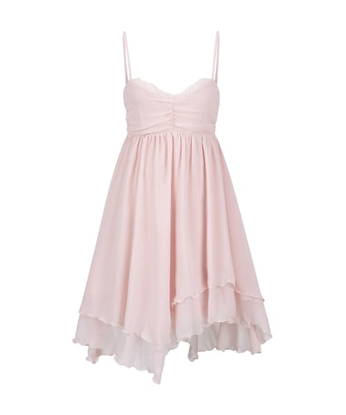 Peach Asymmetric Chiffon Dress