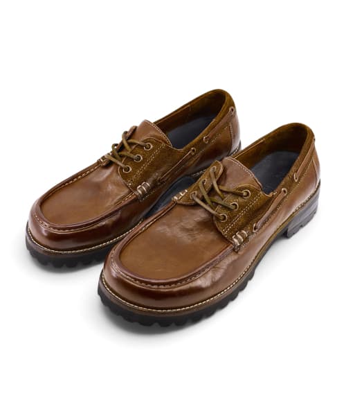 [EXTRALIGHT] Hammer Horsehide Commando Sole Boat Shoes Camel