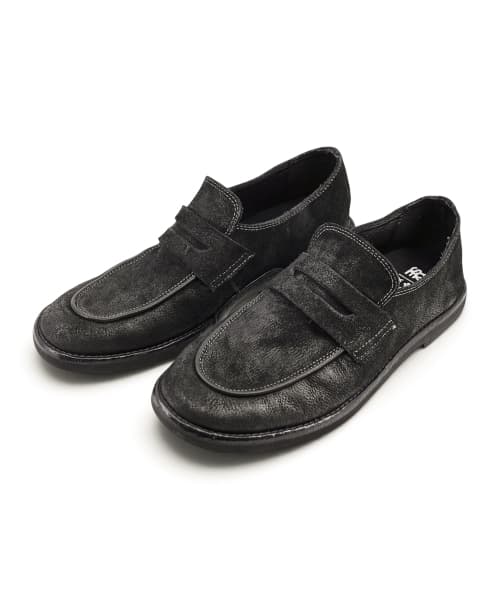[EXTRALIGHT] DEPTH U-Tip Hair Wax Horsehide Suede Loafer Black