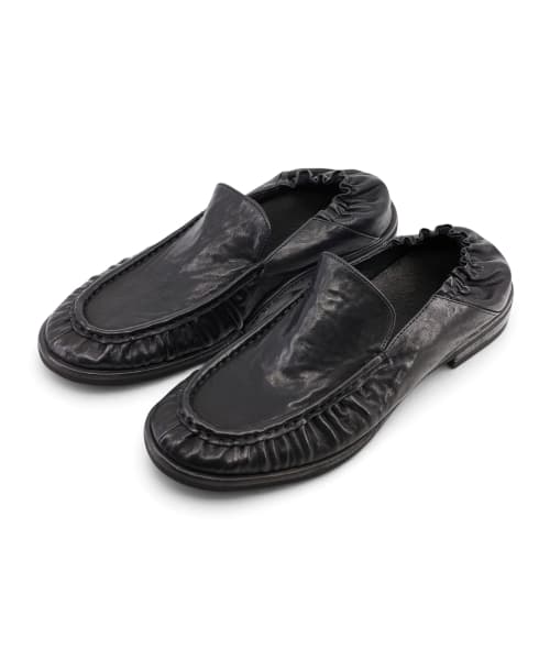 [EXTRALIGHT] Silhouette Shirring Dumble Washing Cowhide Loafer Black