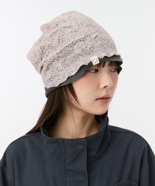 REVERSIBLE LAYERED KNIT BEANIE, PINK