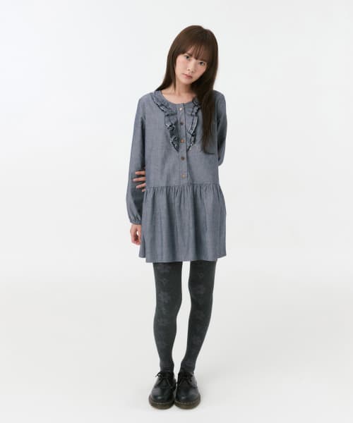 VINTAGE RUFFLE DRESS, DENIM