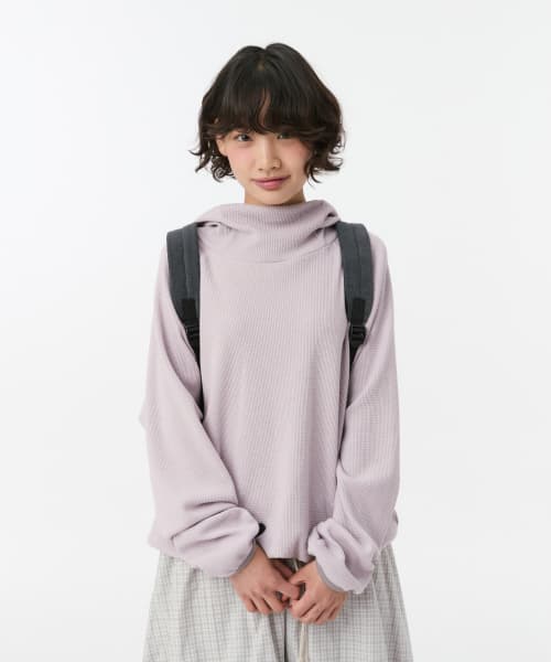 WAFFLE HOODED SWEATSHIRT, PINK