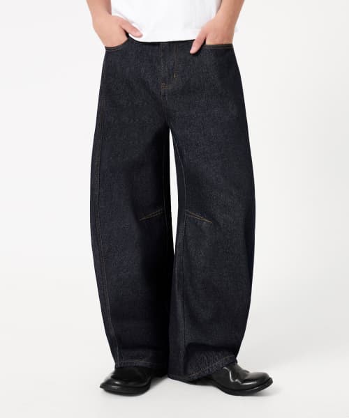 [Non-Fade] Curved Low Dart Denim Pants_Indigo