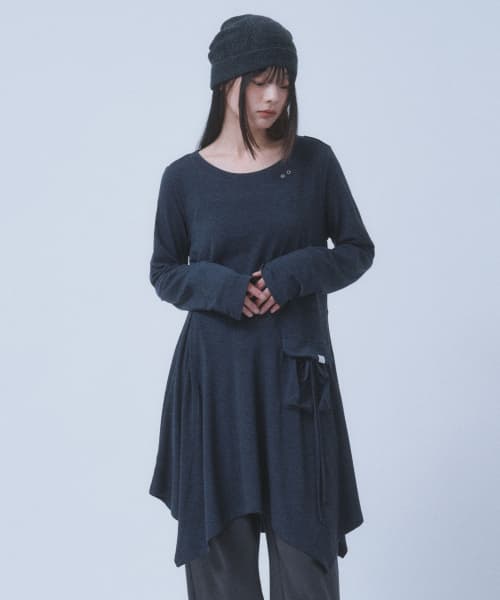 Boat Neck Jersey Dress [Charcoal]