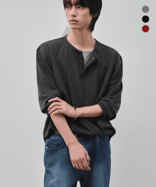 FASHION PLANET X ALYSS Layered Henry Neck Crop Knit T - 3 Colors