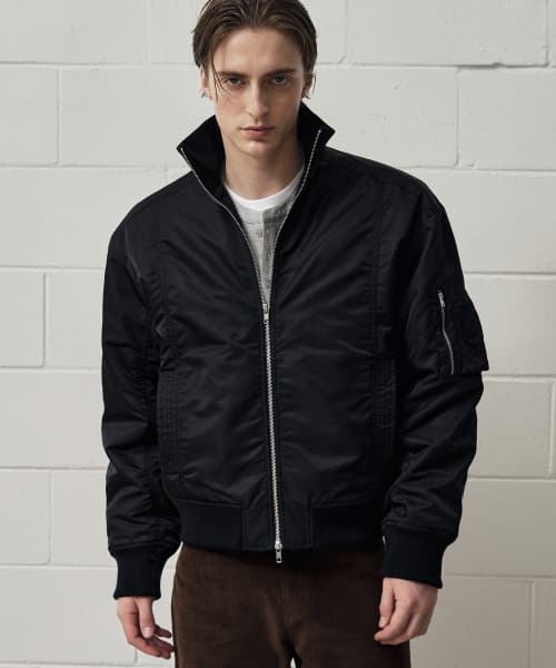 Rikseu Cropped High-Neck Ma1 Jacket [BLACK]