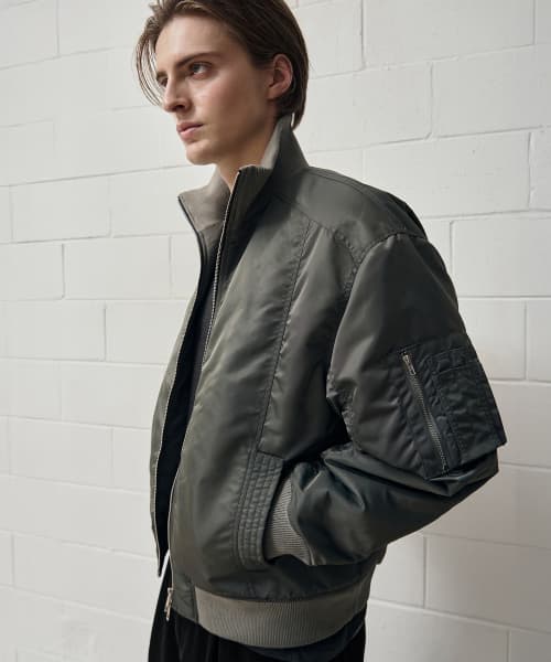 RIX Cropped High-Neck Ma1 Jacket [KHAKI]