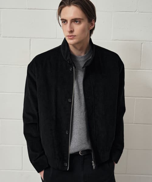 Corduroy Cropped Harrington Jacket [BLACK]
