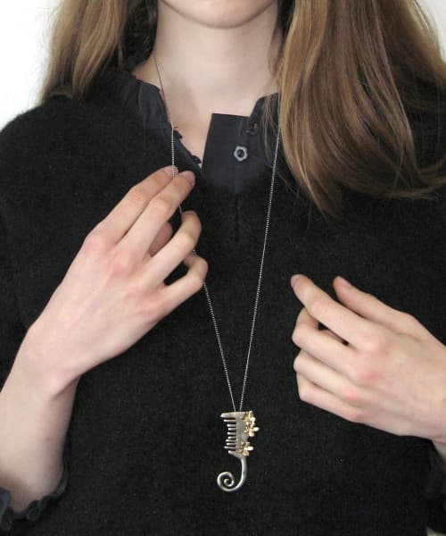 Bloom Brush Necklace (Silver Gold)