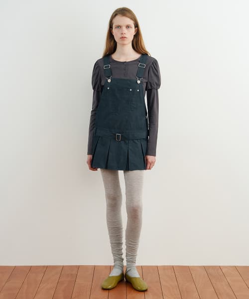 Pleats Mini Overall (Navy)