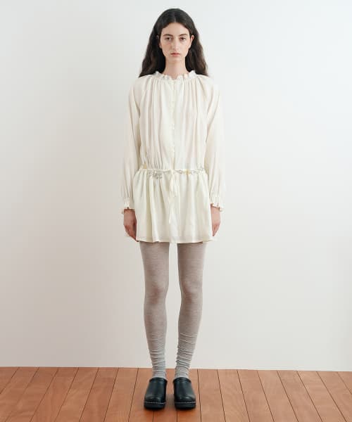 Romantic Shirring Mini Dress (Ivory)