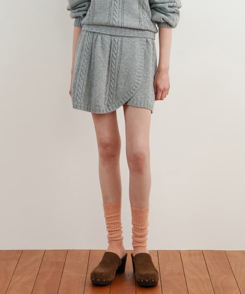 Cable Knit Short Pants (Melange Grey)