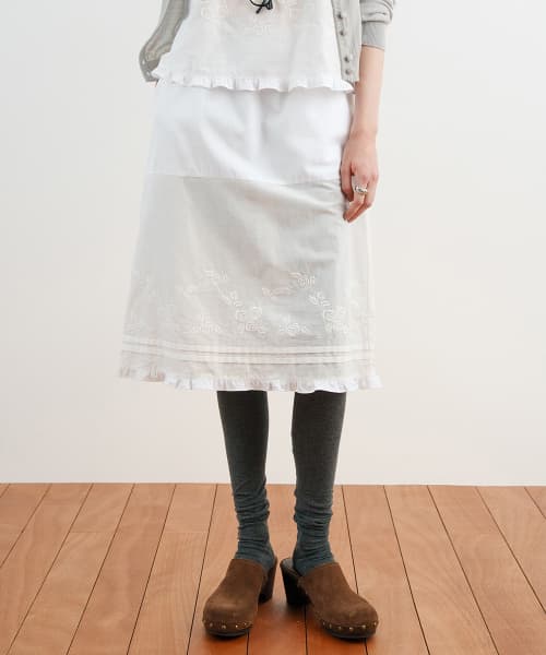Rose Cotton Skirt (White)