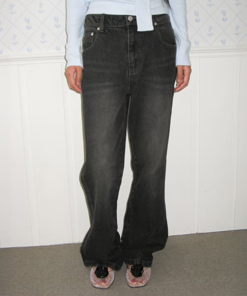 Classic Boot-Cut Denim Pants In Black