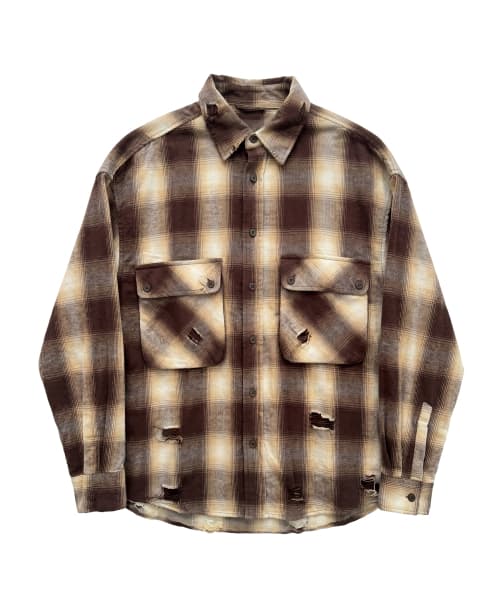 WORN SIGNAL CHECK SHIRT_BROWN
