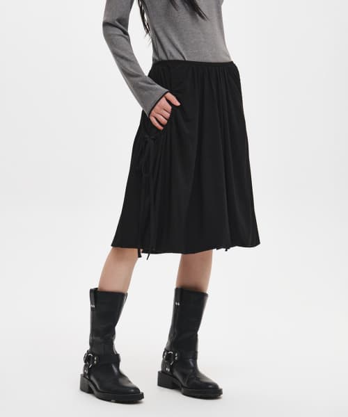 Jersey Balloon Midi Skirts [BLACK] / GF3LSK503