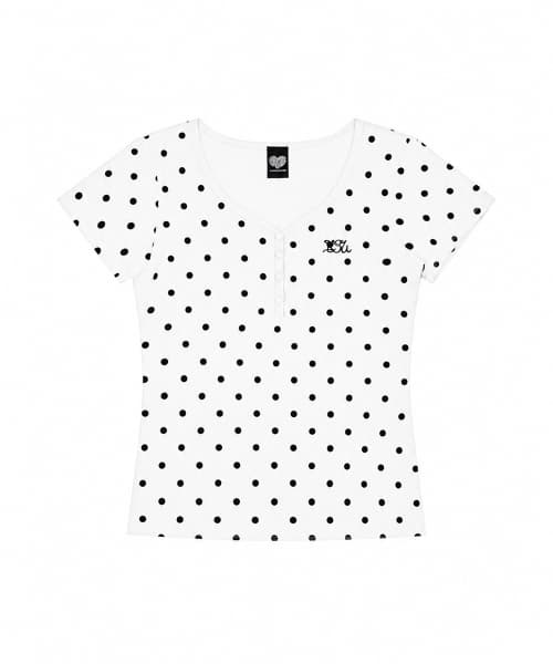 Basic ILOVEU Short Dot Sleeve Tee (White)