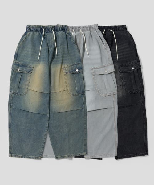 Cargo Parachute Banding Denim Pants