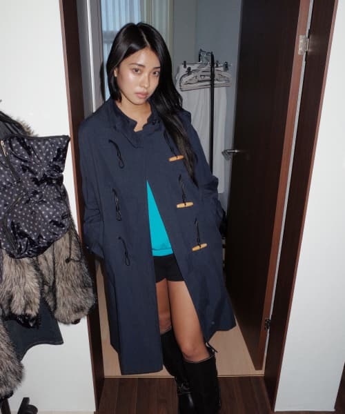 Washable Toggle Button Hooded Duffel Long Coat Jacket NEIB
