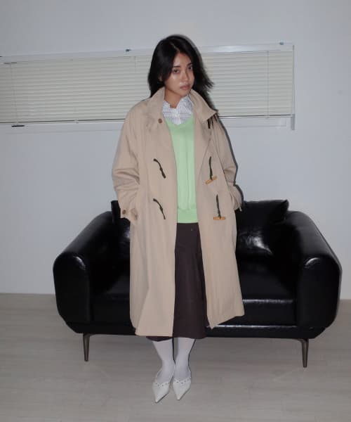 Washable Toggle Button Hooded Duffel Long Coat Jacket in Baby