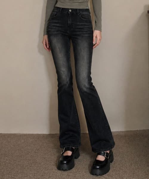 LEAH Long Bootcut Denim Pants 1 Color [ANBD_6030]